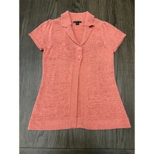 August Silk Coral Knit Cardigan Top L